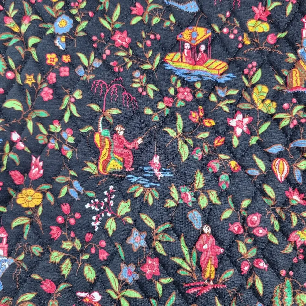 Vera Bradley Ming Garment Bag Black Quilted Floral Asian Travel Luggage Carry On